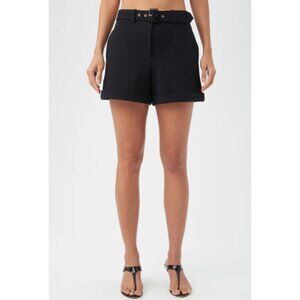 Trina Turk 'Eisley' Stretch-Pique Belted Shorts, Black